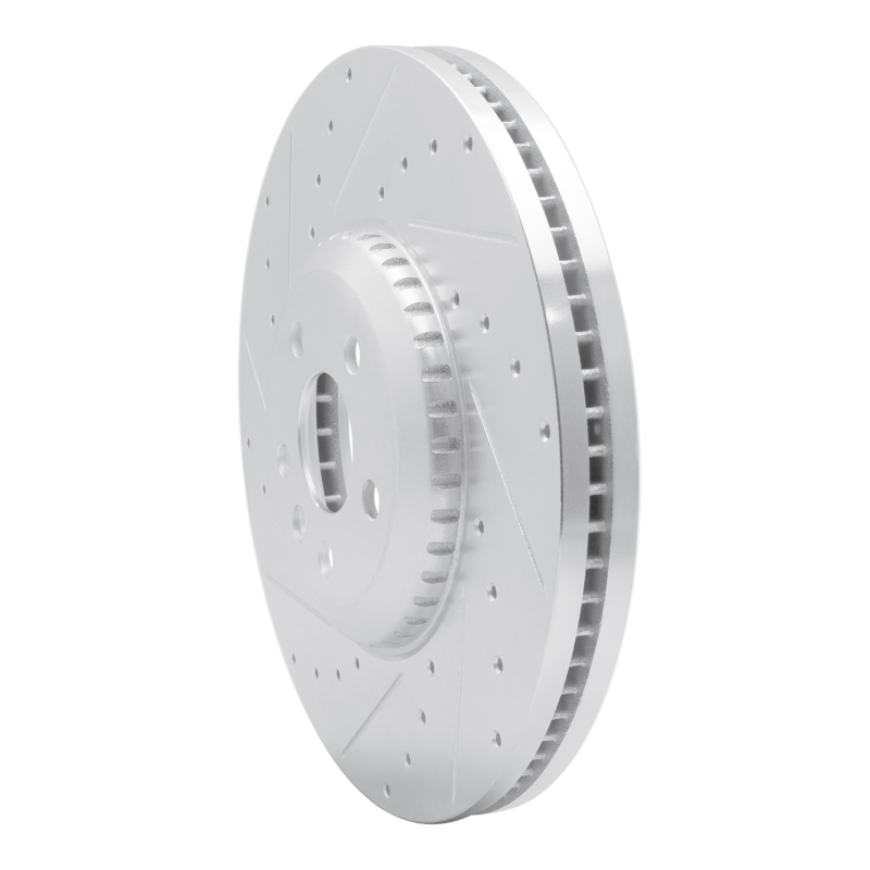 Jaguar E-Pace Brake Rotor (1) - Front Left - R1 Concepts - Drilled & Slotted - Silver - `20-`25